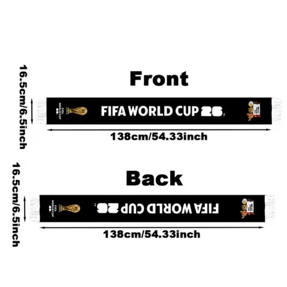 FIFA World Cup 26 Soccer Scarf Black Fringed Fan Thin Decorative 54in
